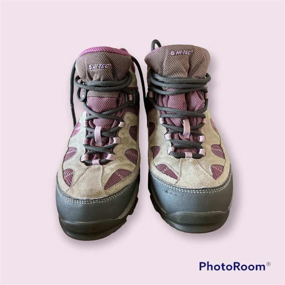 Hi-Tec Girls Bandera Mid-Rise Waterproof Hiking Boot, Grey/Viola, Size 5.0